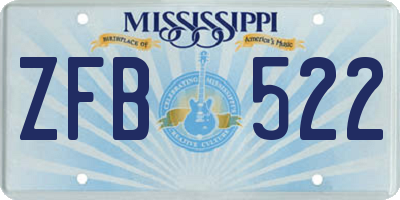 MS license plate ZFB522