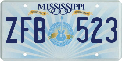 MS license plate ZFB523