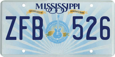 MS license plate ZFB526