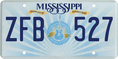 MS license plate ZFB527