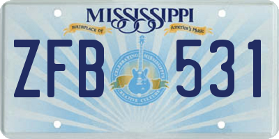 MS license plate ZFB531