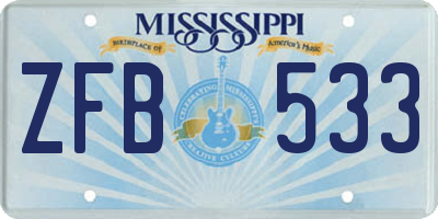 MS license plate ZFB533