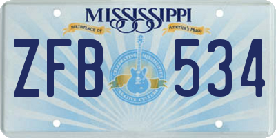 MS license plate ZFB534