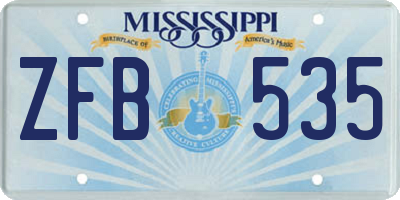MS license plate ZFB535