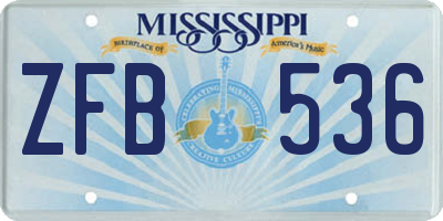 MS license plate ZFB536