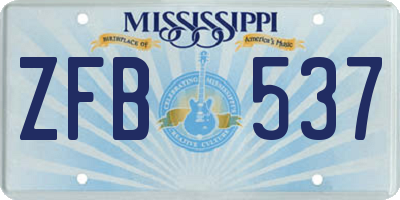 MS license plate ZFB537