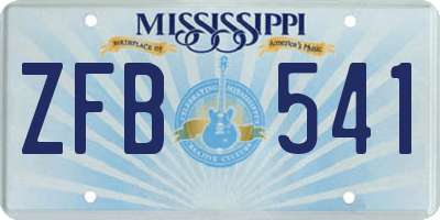 MS license plate ZFB541