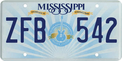 MS license plate ZFB542