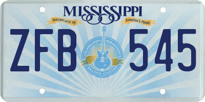 MS license plate ZFB545