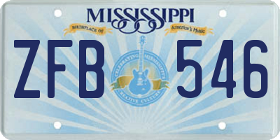 MS license plate ZFB546