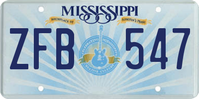MS license plate ZFB547