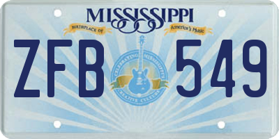 MS license plate ZFB549
