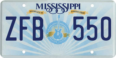 MS license plate ZFB550