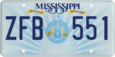 MS license plate ZFB551