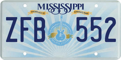MS license plate ZFB552