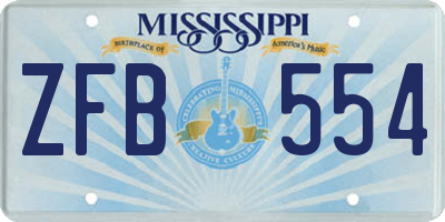 MS license plate ZFB554