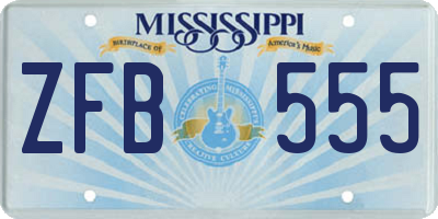 MS license plate ZFB555