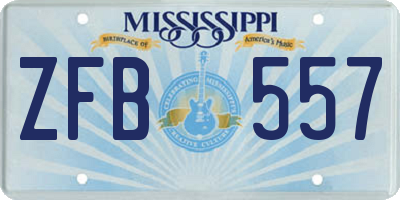MS license plate ZFB557