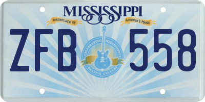 MS license plate ZFB558