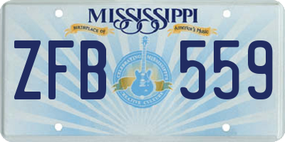 MS license plate ZFB559