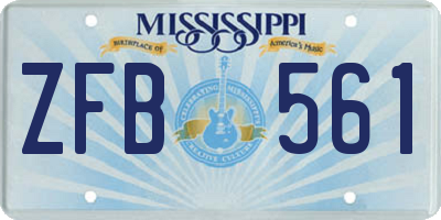 MS license plate ZFB561