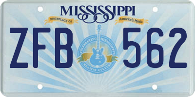 MS license plate ZFB562