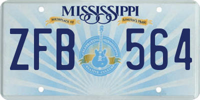 MS license plate ZFB564