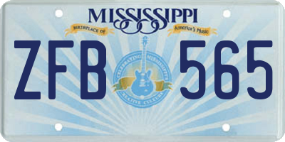 MS license plate ZFB565