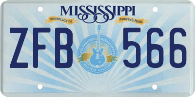 MS license plate ZFB566