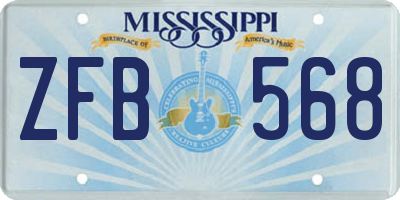 MS license plate ZFB568