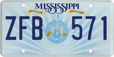 MS license plate ZFB571