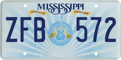 MS license plate ZFB572