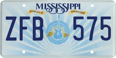 MS license plate ZFB575