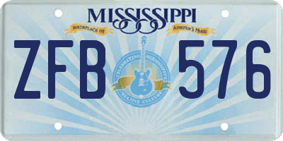 MS license plate ZFB576