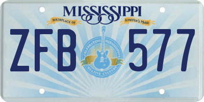 MS license plate ZFB577