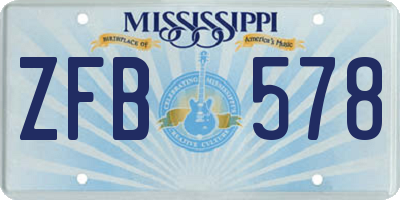 MS license plate ZFB578