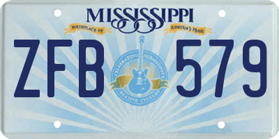 MS license plate ZFB579
