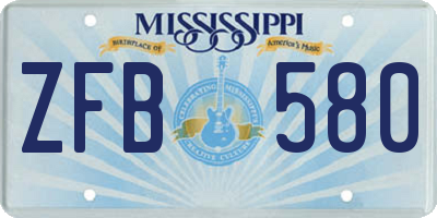 MS license plate ZFB580