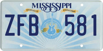 MS license plate ZFB581