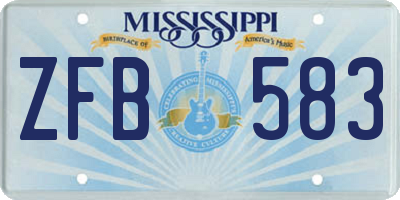 MS license plate ZFB583