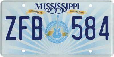 MS license plate ZFB584