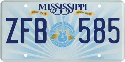 MS license plate ZFB585