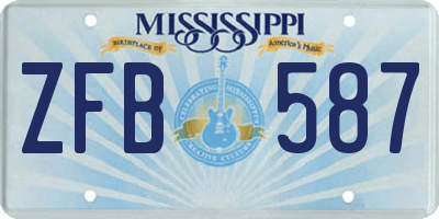 MS license plate ZFB587