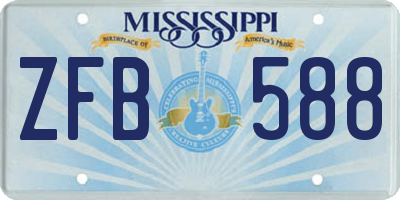 MS license plate ZFB588