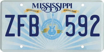 MS license plate ZFB592