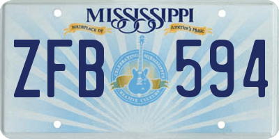 MS license plate ZFB594