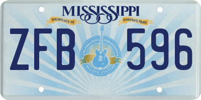 MS license plate ZFB596