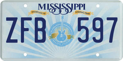 MS license plate ZFB597