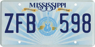 MS license plate ZFB598