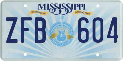 MS license plate ZFB604